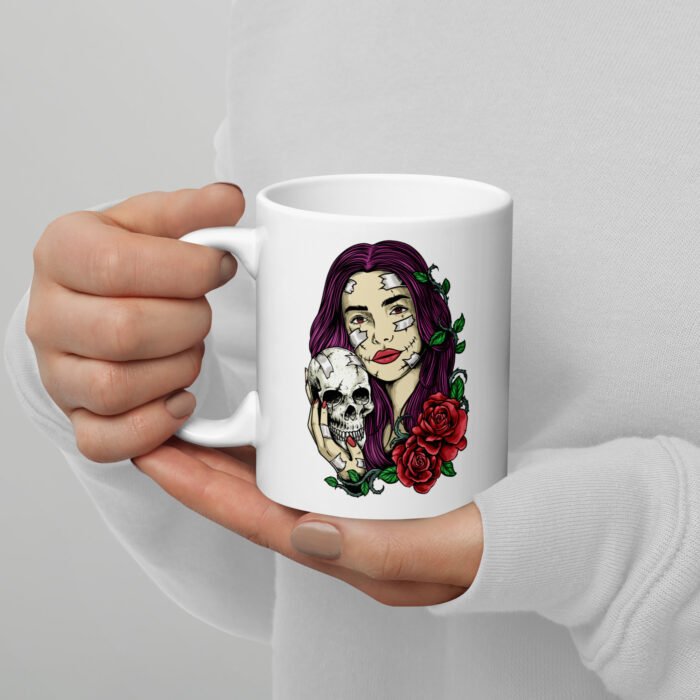 Duct Tape Skull White Glossy Mug - Image 2