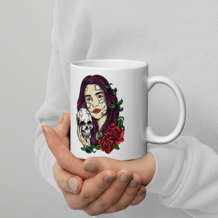 Duct Tape Skull White Glossy Mug - Image 1